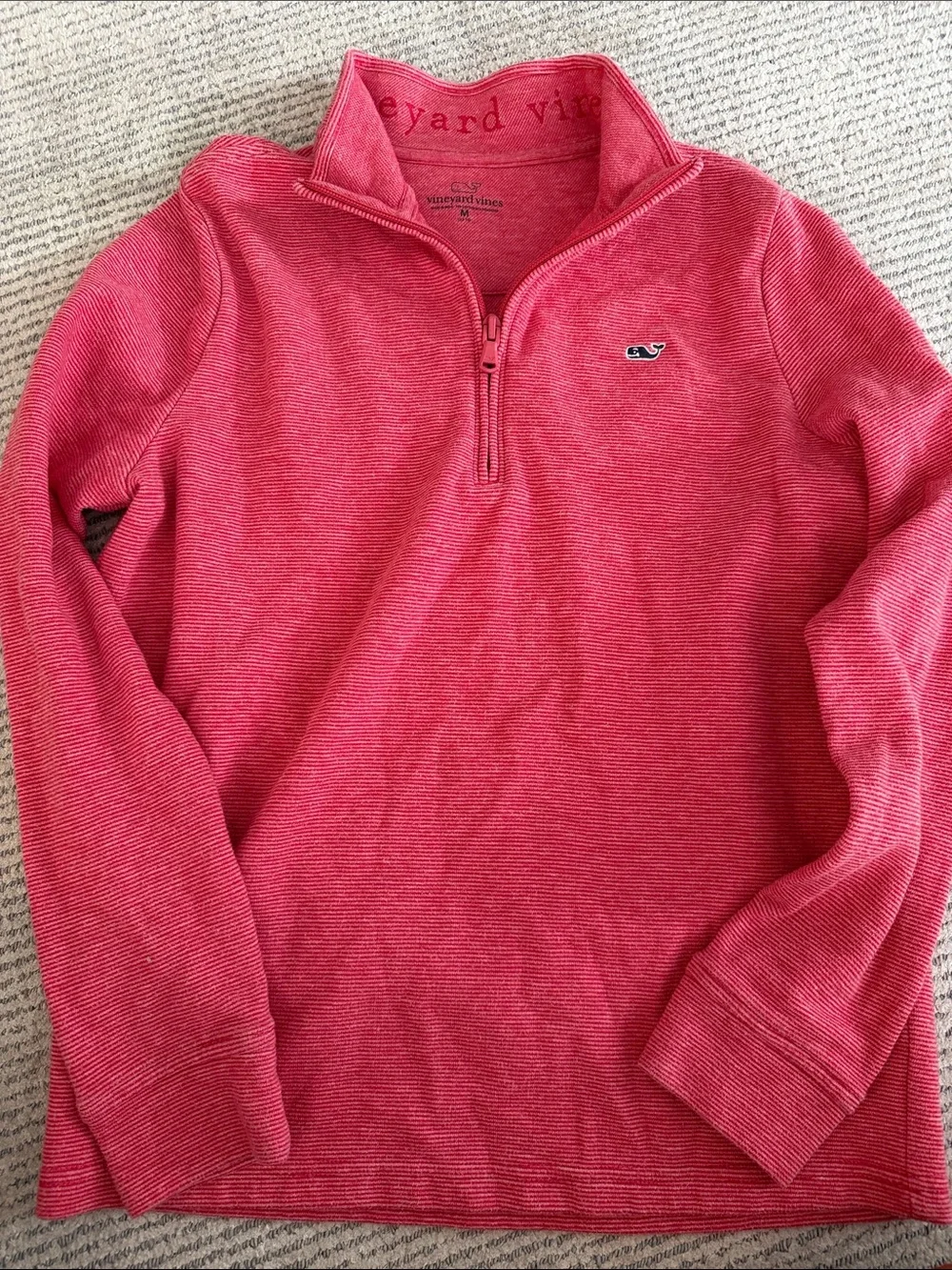 Vineyard Vines boy’s medium 10-12 Coral-Red Half-Zip Pullover